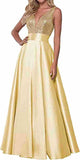 Women's Lien Rose Gold Evening Dresses Ball Dresses V-Necked Backs Of The Leadsmaid's Dresses Dinner Party Evening Dresses HZ0517