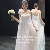 French Bra-Tmeared Wedding Dress Bride Morning Robe Niche Senior Sensian Short License White Engagement Dress Dress HZ0517