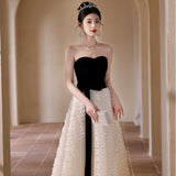 2026 New Breast-Wearing Evening Dress Female Senior Feeling Banquet Birthday Dress Dress Light Luxury Small Adult Ceremony Princess Dress HZ0517