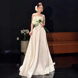 French-Style Densate Light Wedding Dress High-End Smear Simple Bride Out Yarn Temperament Tail White Welcome Dress Dress HZ0517