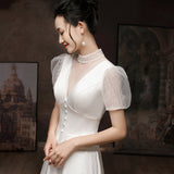 Bride Toast 2026 Spring New White Dingy Bubble Sleeve Banquet Host Engagement Wedding Light Wedding Dress HZ0517