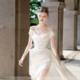 French-Style Dens Bridal Light Wedding Dress White High-End Sense Bride Wedding Engagement Certificate Registration Trip Yarn HZ0517
