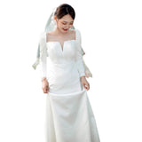 French Light Wedding Dress New Bride Long Sleeve Temperament Simple Sen Trend Travel To Welcome The Dress HZ0517
