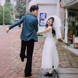 French Light Wedding Dress 2026 New Travel Photo Certificate Registration Small White Dress To Welcome The Sling Dress HZ0517