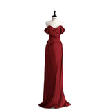 Acet-Drinking Clothes Bride Banquet West Queen Simple Design Large Size Thin Red Evening Dress Woman HZ0517