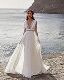2026 Spring New Long Sleeve Small Tailings Outdoor Light Wedding Show Dress HZ0517