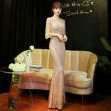 Sequin Evening Dress 2026 New Banquet Temperament Sexy Fishtail Champagne Party Show Dress HZ0517