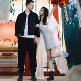 2026 New Light Wedding Dress Small Man Certificate Registration Small White Dress Bride Shoulder Bra Retro Dress HZ0517