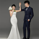 Scenic Face Light Wedding Dress Sexy Chest Repair Fishtail French Simple Bridal Evening Dress Female Family Travel Yarn HZ0517