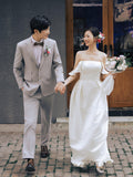 French Word Shoulder Light Wedding Dress Small Bride With A White Simplicity Certificate Registration Small White Dress HZ0517