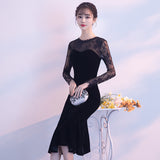 Evening Dress Women 2026 New Light Luxury Niche High-End Banquet Temperament Black Fishtail Small Dress HZ0517