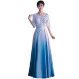 Grand Choir Performance Dress Female Dress Student Host Conducts Evening Dress National Wind Gradually Red Song Competition Costume HZ0517