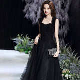 Black Banquet Evening Dress 2026 New Spring Temperament Small Luxury Show Dress Annual Conference Hosting Dress HZ0517