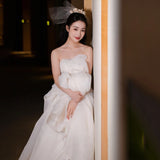 Purely Lusty Small Tail Light Yarn 2026 New Bridal Wedding Simple To Go Out To Welcome The Yarn Super Fairy White Dress Dress HZ0517