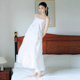 French Morning Robe Female Bride High Sense Of The Dress With A Touch Of A Smiley Dress With Light Wedding Dress With Light Luxury Yarn Engagement White Breast-Wearing Dress HZ0517
