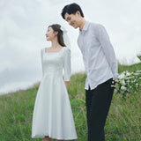 French Light Wedding Dress Small Man's Dens, Simple Usually Can Wear An Engagement White Dress To Register A Small Dress HZ0517