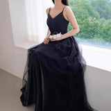 Korean New Wedding Dress Black Sexy Dress Sling Net Dress Banquet Temperament Light Wedding Dress HZ0517