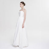 One-Word Shoulder White Chested Light Wedding Dress 2025 New Sleeveless Simple Waist-Duffed Temperament Seaside Holiday Dress HZ0517