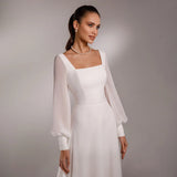 Drag-Tailed Light Wedding Dress 2026 New White Engagement Small French Retro Thin Temperament Evening Dress HZ0517