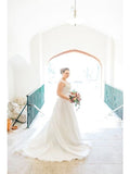 Bridal Wedding Dress Beach Lace Wedding Dress A-Shaped Chiffon Skirt Deep V-Dress HZ0517