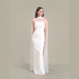 Light-Bosing Wedding Dress Dress Net Yarn Vest Fishtail Long Dress White Korean Dress Dress Dress Dress HZ0517