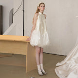 Hanging Neck Light Wedding Dress 2026 Spring New Bride High-Waist Registration Certificate To Shoot Morning Robes HZ0517