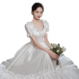 Summer New U-Neck Princess Fluffy Pure White Dress Pattern Romantic Wedding Wedding Bridesmaid HZ0517
