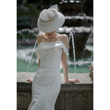 Light Wedding Dress 2026 New Korean Version Of Sexy Dew Trip To Shoot The Sing Noodle Wedding Out Fishtail Skirt Sling Small Dress Woman HZ0517