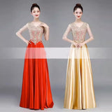 Color-Changing Big Choir Dress Red Song Competition Performance Dress Dress Shiny Chorus Atmospheric Evening Dress HZ0517