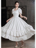 White Evening Dress Vintage Sedevent Light Wedding Dress Bridal Dress Registration License Small White Dress Fairy Court Style Princess HZ0517