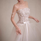French Light Wedding Dress 2026 New Bride High-End Breast-Shape Retro Lace Yarn Welcome Engagement Dress HZ0517