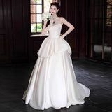 French Wedding Dress 2026 New Simple Small Tail Light Wedding Dress Bridal Yarn Welcome Dress HZ0517