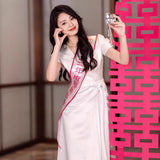 White Evening Dress Birthday Dress High-Level Card Engagement Dress Female Host Go Out Light Wedding Dress HZ0517