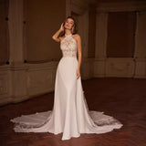 Hanging Neck Lace Wedding Dress 2026 Spring New French Temperament Tail Dress Bride Go Out To Yarn Welcome Yarn HZ0517