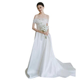 Sen's Breast-Wearing Light Wedding Temperament Bride Super Fairy Engagement Wedding Dress Simple Welcome Trip To Shoot The Yarn HZ0517