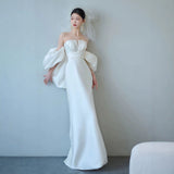 Fishtail Light Wedding Dress 2026 New Bride Simple French Densate Bosom Go Out Yarn Tail Welcome Dress HZ0517