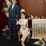 Flagg-To-Shirt High-End Bridal Engagement Dress Sexy Collar Dress Elegant Temperament HZ0517