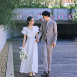 Certificate Registration Engagement Evening Dress Dress Light Luxury Small Can Usually Wear White Light Wedding Dress Bride Morning Dress Toast HZ0517