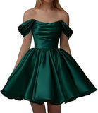 New Word Shoulder Ball Evening Dress 2026 Summer Short Foldless Shoulder-Free Party Adult Dress HZ0517