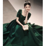 Green Dingy Evening Dress Dress High-End Light Luxury Niche French 2026 New Host Student Art Exam Performance Suit HZ0517