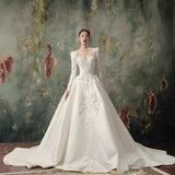 French Word Shoulder Bride 2026 New Long-Sleeved Main Wedding Dress With Thin And Light Luxury Main Wedding Dress HZ0517