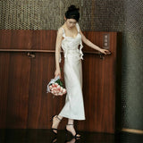 French Sling Light Wedding Dress Bridal Certificate Registration One-Step Skirt Engagement Banquet Dress Simple Temperament Daily Long Dress HZ0517