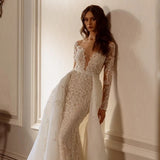 Spring New Fishtail Dress Wedding Dress Detachable Long-Tail Wedding Dress High-End Light Luxury Back Dress HZ0517