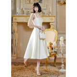 Light Wedding Dress French 2026 New White Fascling Irregular Dress Temperament Princess Waist Gloss Dress Dress HZ0517