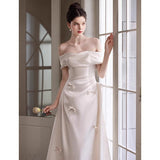 Light Wedding Dress Bridal 2026 New French Style Denswear Simple One-Word Engagement Dress Dress Light Luxury Niche HZ0517