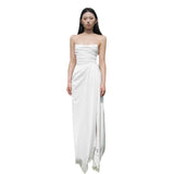French Long Temperament Sexy Breast-Wearing Bridal Morning Dress Light Wedding Dress Slim Thin Simple Birthday Evening Dress HZ0517