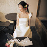 French Word Shoulder Light Wedding Dress Small Bride With A White Simplicity Certificate Registration Small White Dress HZ0517