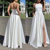 Light Wedding Dress 2026 New Fashion Pure Color Dress Bride Wedding Temperament Elegant Evening Dress HZ0517