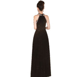 Black Hanging Neck Retro Evening Dress Slimming Host Long Dress Dress Dress Banquet High Sense Of Light Luxury HZ0517