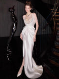 French-Style Seduced Dress Bridal Simple Niche High-End Pearl Slings Go Out With A Yarn-Back Fishtail Dress Dress HZ0517